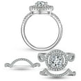 thumbnail image 3 of Halo Wedding Ring Set for Women Bridal Engagement Ring 2 Wedding Bands Sterling Silver Cz, 3 of 8