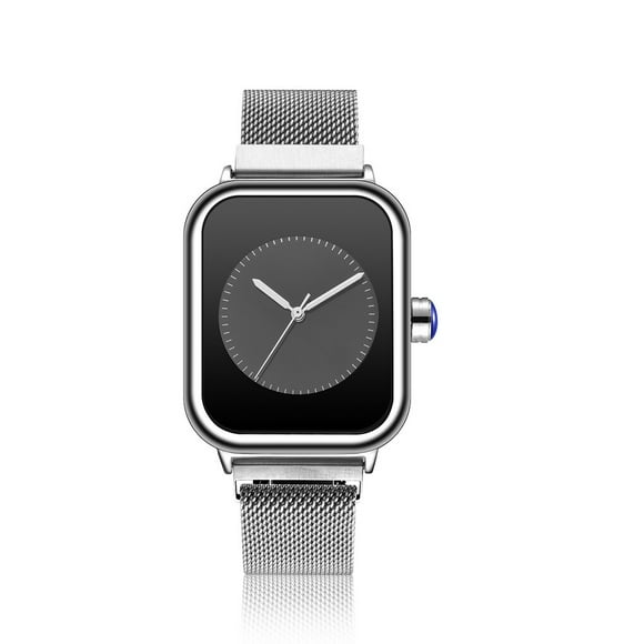 Classic Ladies Watch Strap Rectangle Dial Quartz Exquisite Vintage Fashion Women Watches Stainless Steel Wristwatch Lover Women Men Birthday Gifts Silver Black