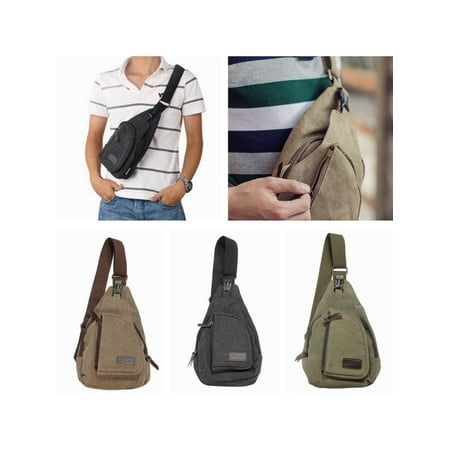 Men Women Canvas Military Travel Small Unbalance Backpack Sling Bag Chest (Best Small Travel Purse)