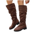 thumbnail image 3 of FRSASU Women's Fashion Casual Winter Style Round-Toe Thick-Heeled Low-Heeled Mid-Calf Boots Brown, 3 of 9