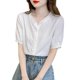 thumbnail image 2 of mfyjkho Tops Bohemios Para Mujer, Camisa De Satén Con Solapa Y Manga Larga Para Mujer, Color Liso, A La Moda Tops Para Salir Para Mujer Xxl, 2 of 4