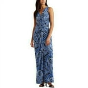 Lauren Ralph Lauren Paisley Twist-Front Jersey Dress Blue Navy Size 8 MSRP $155