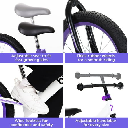 Bixe 16 Pro Balance Bike for for Big Kids 5 to 9 Years Old (Violet)