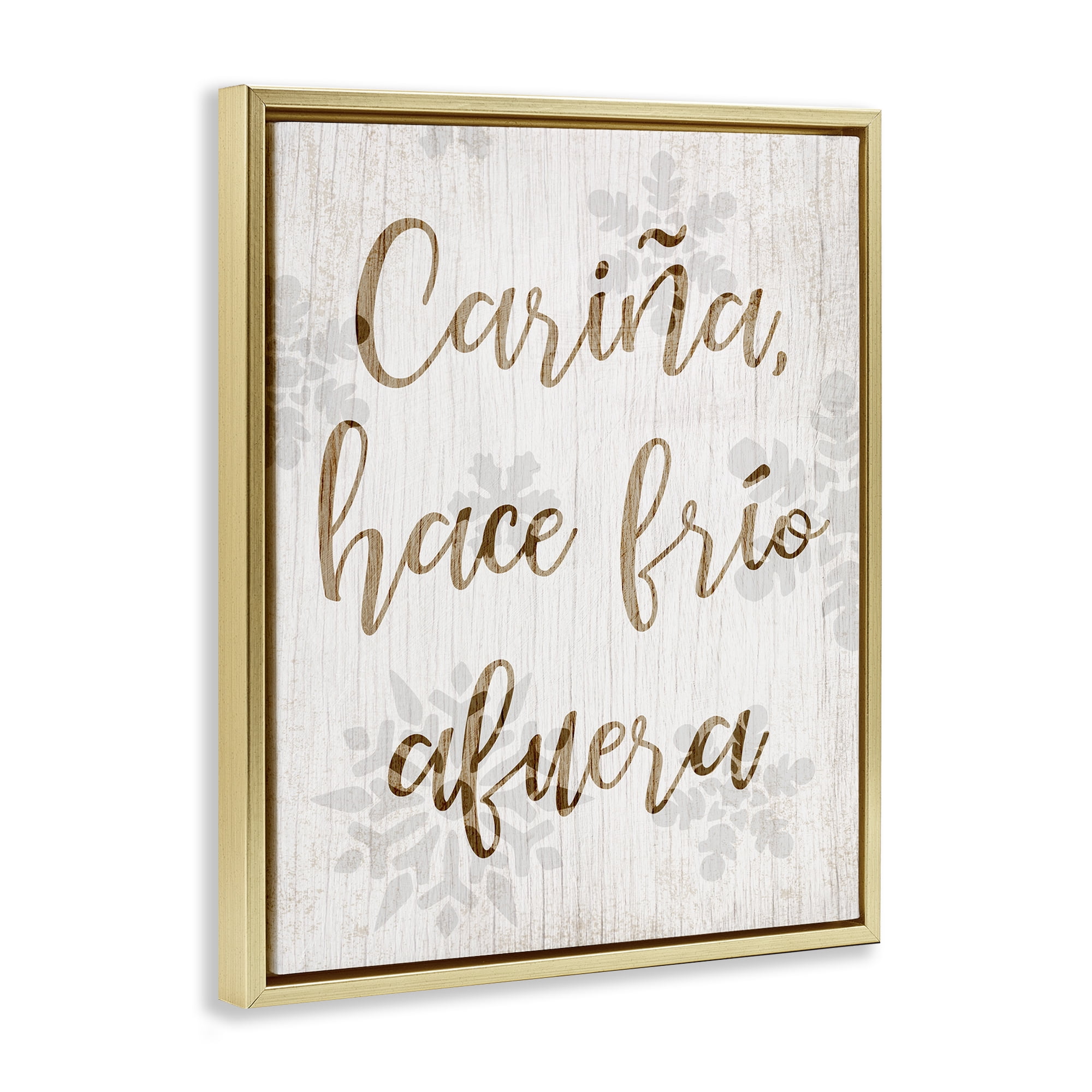 Stupell Industries Cariña Hace Frio Afuera Holiday Painting Gold Floater Framed Art Print Wall Art, 25 x 31