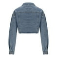 thumbnail image 6 of JGGSPWM Women's Cropped Denim Jacket Long Sleeve Button Down Basic Classic Jean Jacket Fashion Outwear Jackets Loose Coat Blue L, 6 of 9