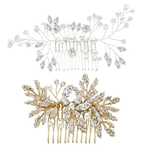Frcolor 2pcs Hairpin Combs Crystal Rhinestone Bridal Hair Hair Clips Women Bride Bridesmaids Wedding Headpiece