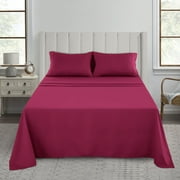 Lux Decor Collection Twin Size Deep Pocket Soft Brushed Microfiber Wrinkle Resistant Bed Sheet Set - Burgundy