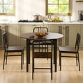 thumbnail image 4 of Costway 5-Piece Round Dining Table Set, Space-saving Dinette Table Set with Storage Shelf Rustic Brown + Black, 4 of 10