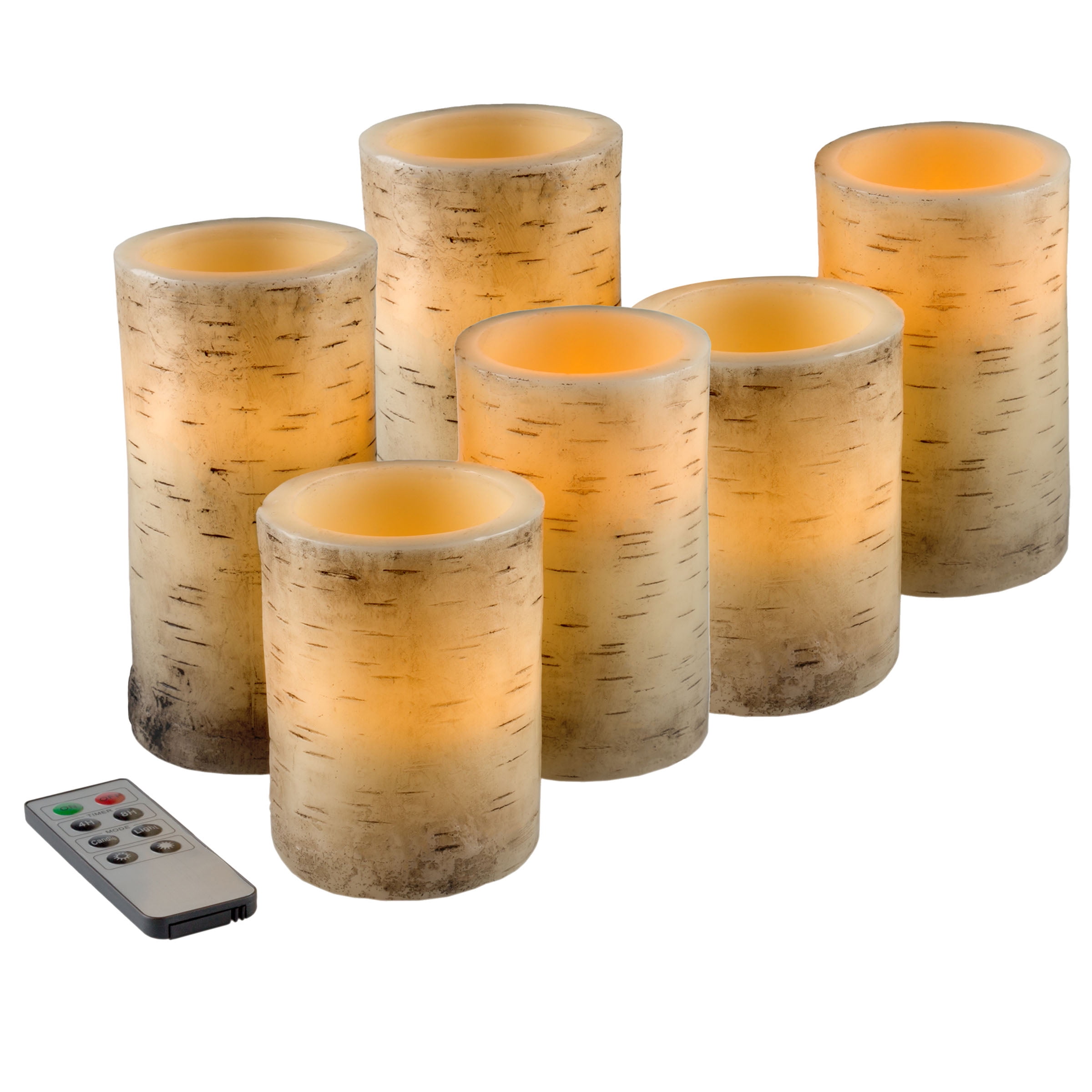 Lavish Home 6-Pack of Faux Birch Bark Battery Operated Flameless Candles