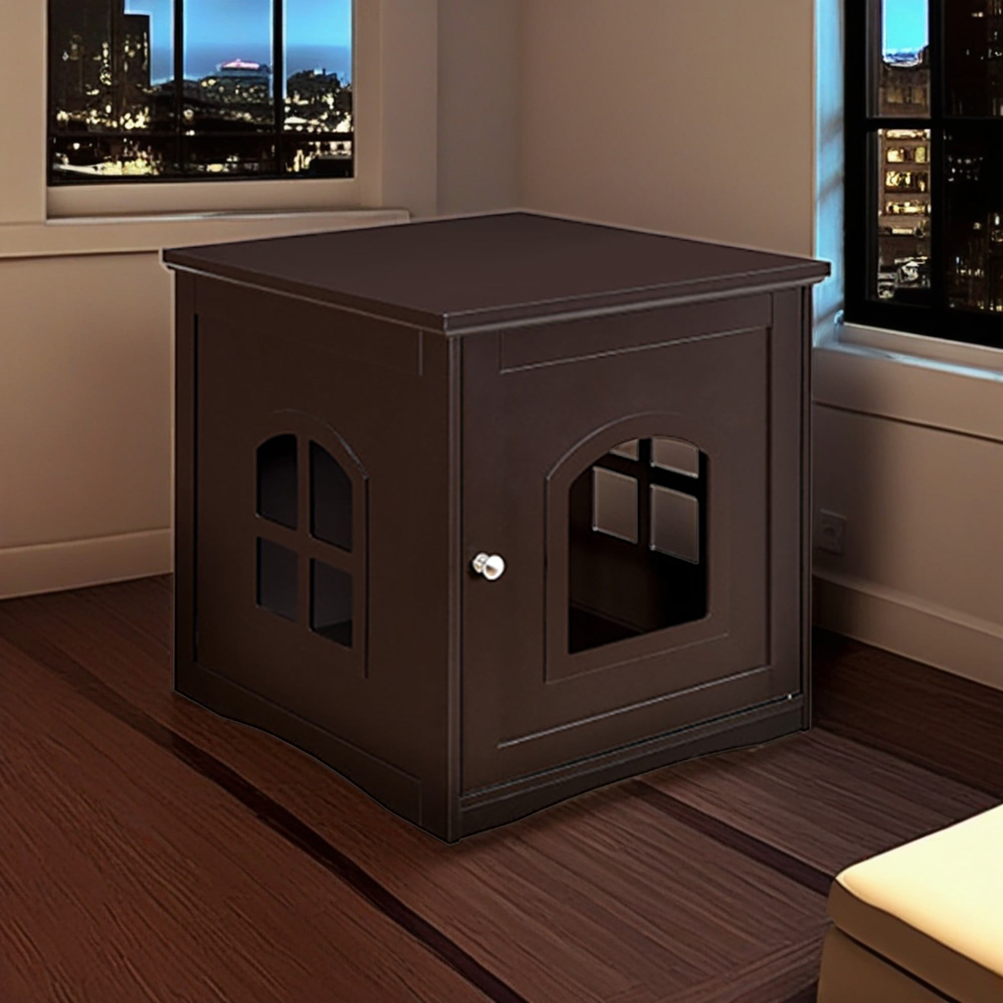 Kadyn 21" Multipurpose Cat Houses Furniture, Hidden Cat Litter Boxes Enclosure, Brown