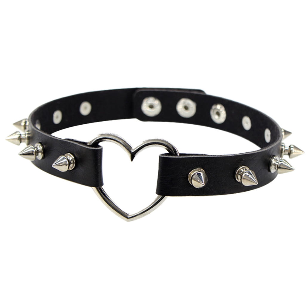 Details about   Punk Rock Gothic Choker Leather Spike Rivet Chain Necklace Party Goth Jewelry 
