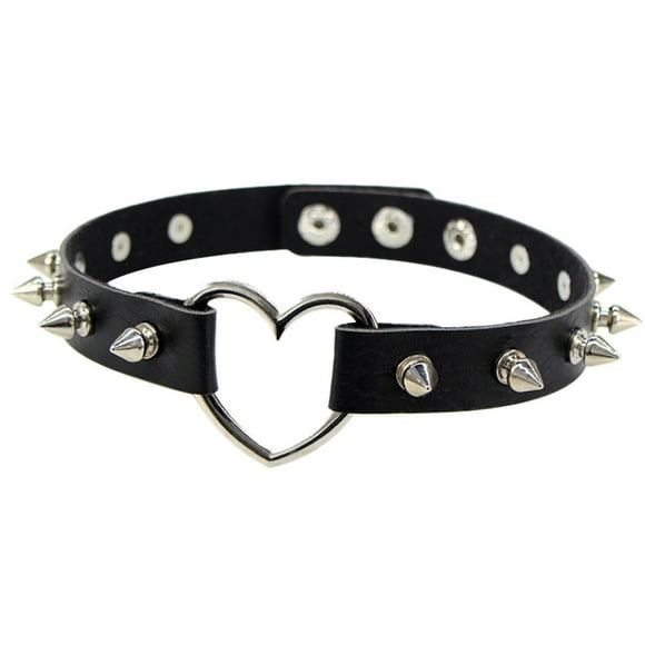 EGNMCR Necklaces & Pendants Fashion Punk Gothic Vintage Necklace Leather Collar Gothic Heart Spike Pendant Necklace