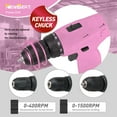 thumbnail image 3 of NEWBEAT Pink Cordless Drill Set, 12V Power Drill with Battery and Charger, 3/8" Keyless Chuck, 2 Variable Speed, Electric Power Tools for Women Diy, 3 of 6