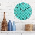 thumbnail image 3 of Turquoise Moroccan Pattern Wall Clock Round Vintage Silent Non Ticking Battery Operated Accurate Arabic Numerals Design for Home Kitchen Living Room Bedroom, 10 Inch, 3 of 5