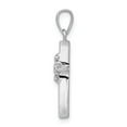 thumbnail image 2 of Real 14kt White Gold .01ct. Diamond Polished Budded Cross Pendant; for Adults and Teens; for Women and Men, 2 of 4