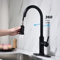 thumbnail image 2 of Rallonge de Robinet de Cuisine Tactile Commerciale Moderne avec Tête de Pulvérisation Extractible, Vaporisateur d'Eau pour Évier à une Poignée en Laiton à Tirette (avec Plaque de Robinet), Acier Inoxydable Noir Mat, 2 of 9
