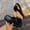 Black, variant on Women's Flip Flops Slippers Toe Post Floral Embellishment Comfort Flat Sandals Summer Vacation Outdoor Shoes