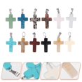 thumbnail image 3 of 12pcs Natural Stone Pendant Cross Healing Charms for Jewelry Making DIY Necklace, 3 of 4