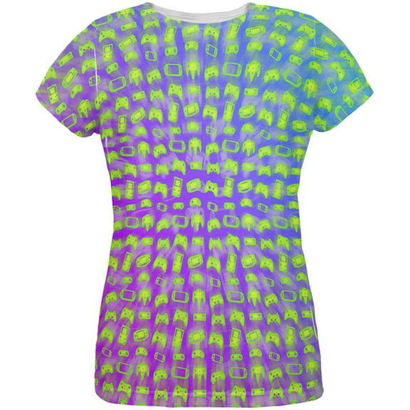 Choose your Weapon Wisely Pattern Video Games All Over Womens T Shirt Multi SM