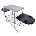 thumbnail image 2 of Camco Deluxe Folding Outdoor Grill Table w/ Plastic Side Tables and Cup Holders, 2 of 12