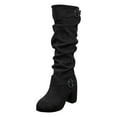 thumbnail image 5 of Slouchy Knee High Boots Women Platform Block Heel Adjustable Buckle Strap Booties Casual Dressy Winter Tall Boots, 5 of 6