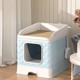thumbnail image 1 of BeesClover Foldable Cat Litter Box, Fully Enclosed Cat Litter Box with Drawer Type Tray, Pet Supplies, Extra Large Anti-Splashing Cat Toilet with Cat Scratch Pad, 1 of 8