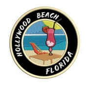 Happy Hour! At Hollywood Beach, Florida USA 3.5 Inch Iron Or Sew On Embroidered Fabric Badge Patch Ocean Beach, Salt Life Iconic Series