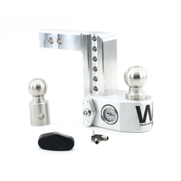 Weigh Safe Adjustable Trailer Hitch Ball Mount - 8" Drop Hitch for 3" Receiver w/ 4 pc Keyed Alike Lock Set, Aluminum Trailer Tow Hitch w/Built in Weight Scale for Anti Sway, 21,000 lbs GTW