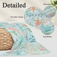 thumbnail image 4 of Teal Seahorse Starfish Throw Pillow Covers Summer Beach Coral Shell Blue Decorative Lumbar Pillow Cover Rectangle Cushion Case for Sofa Couch Bed Living Room Bedroom 20 X 36 Inches, 4 of 9