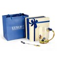 thumbnail image 2 of STP GOODS Graceful Bloom Enamel Glass Mug with Spoon in Gift Box 11.8 fl oz (350 ml) Floral Cup with Teaspoon Coffee and Tea Mug, Blue Clear, 2 of 6