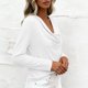 thumbnail image 2 of TaTaai Women's Casual Cowl Neck Shirt Long Sleeve V-Neck Draped Front Solid Color Blouse Flowy Soft Stretchy Lightweight Spring Summer Daily Beach Wear Gift, 2 of 9