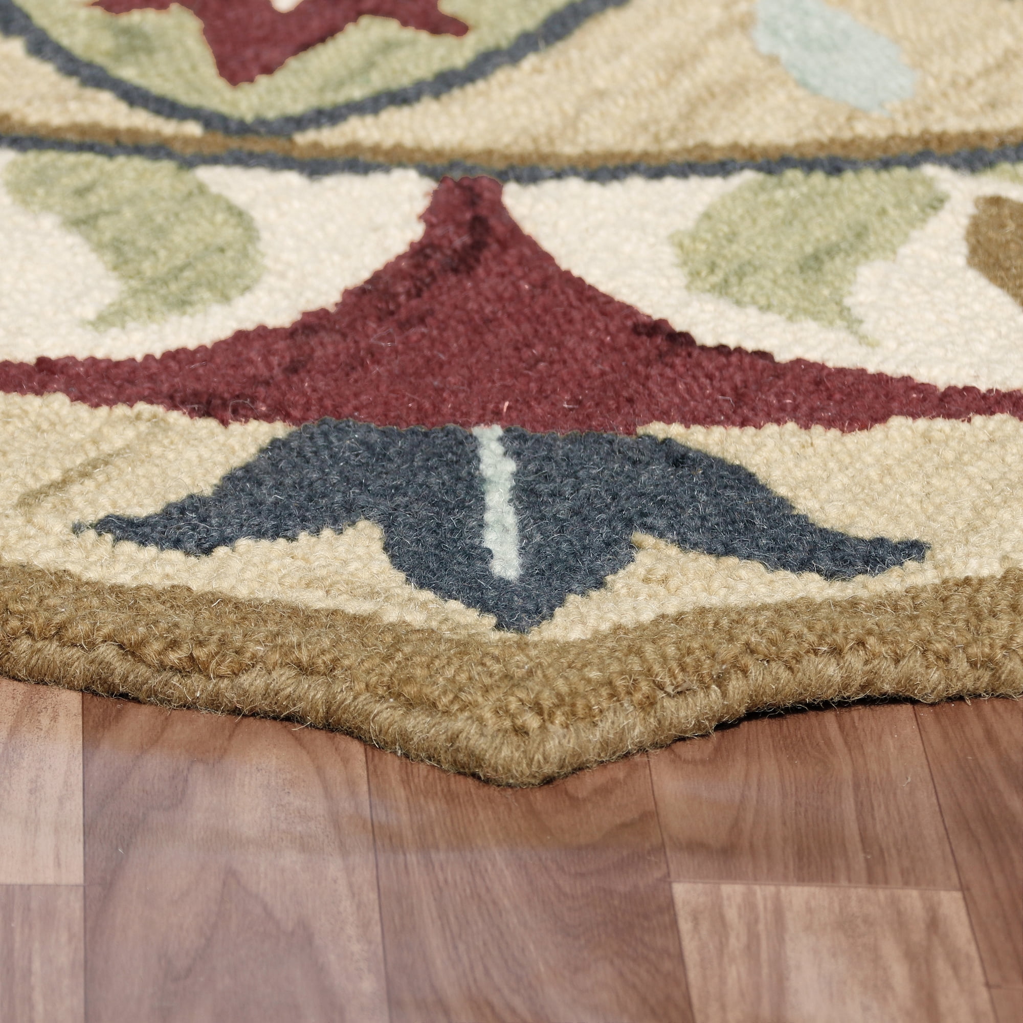 Ox Bay Evie 6' Round Red/Green Floral Medallion Indoor Area Rug