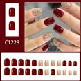thumbnail image 2 of Elegant 24Piece Set Short Almond Glitters Fake Nails Instantly Application For Special Occasions, 2 of 8