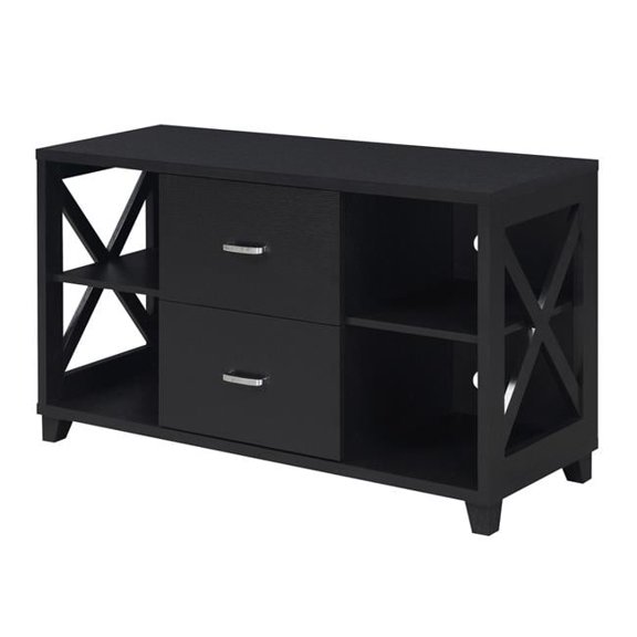47.2 x 15.5 x 26 in. Oxford Deluxe TV Stand with 2 Drawers, Black