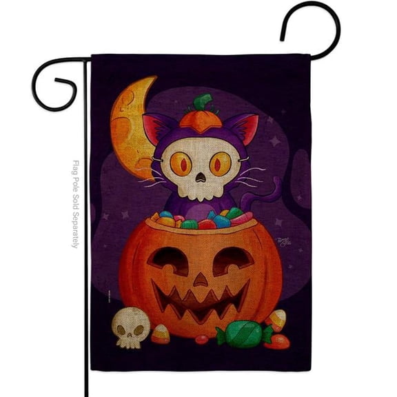 Breeze Decor G120261-DB Sneaky Cat Falltime Halloween 13 x 18.5. in. Double-Sided Decorative Vertical House Garden Flag for Decoration Banner Yard Gift