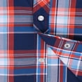 thumbnail image 4 of Coevals Club Mens Pearl Snap Plaid Western Cowboy Button Up Short Sleeve Shirts Blue White Orange 15 4X-Large, 4 of 7