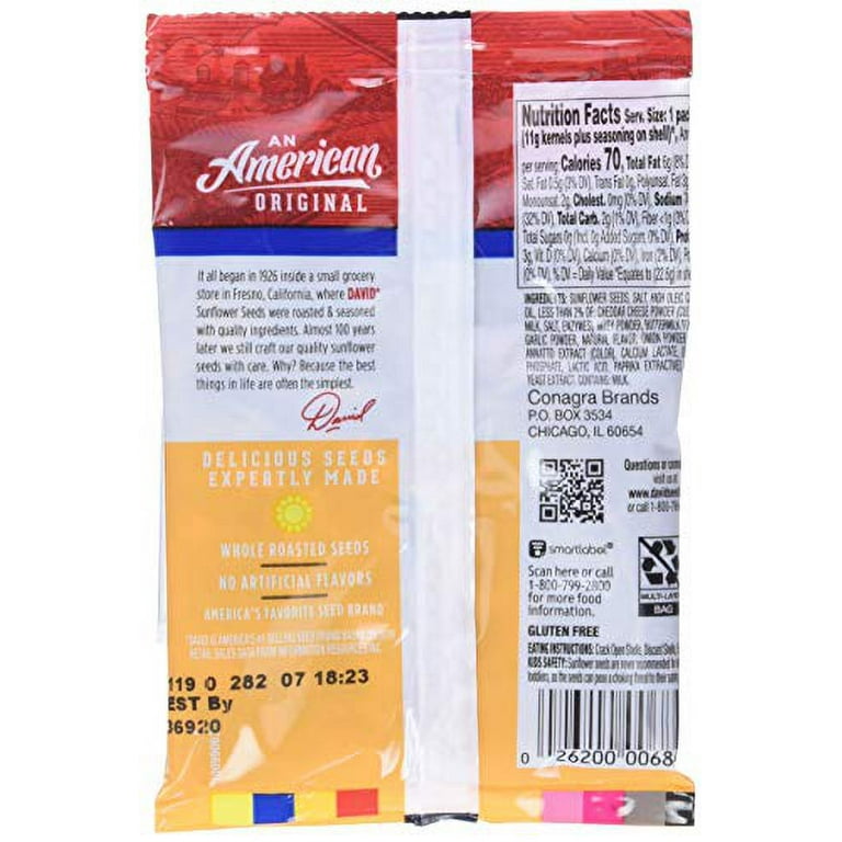 DAVID Seeds Sunflower Seeds, Nacho Cheese Flavor, 0.8 Ounce