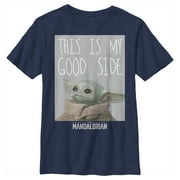 Boy's Star Wars: The Mandalorian The Child This Is My Good Side Graphic Tee Navy Blue Small