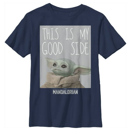 Boy's Star Wars: The Mandalorian The Child This Is My Good Side Graphic Tee Navy Blue Small