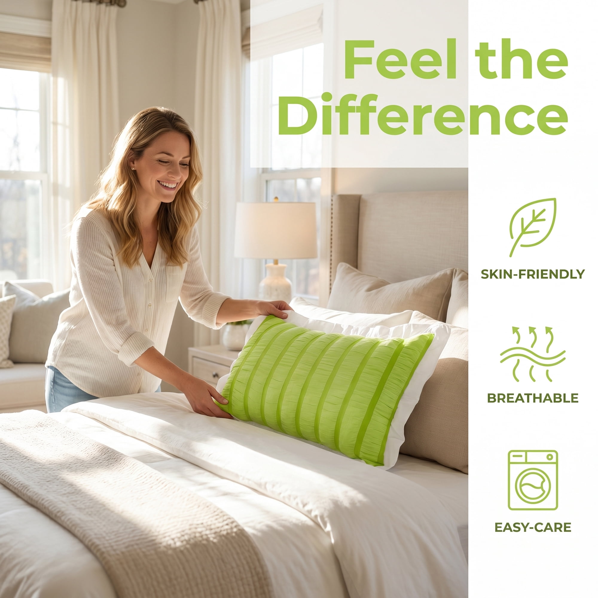 Unique Bargains 2Pcs Polyester Envelope Closure Wrinkle Resistant Pillowcase Queen Green