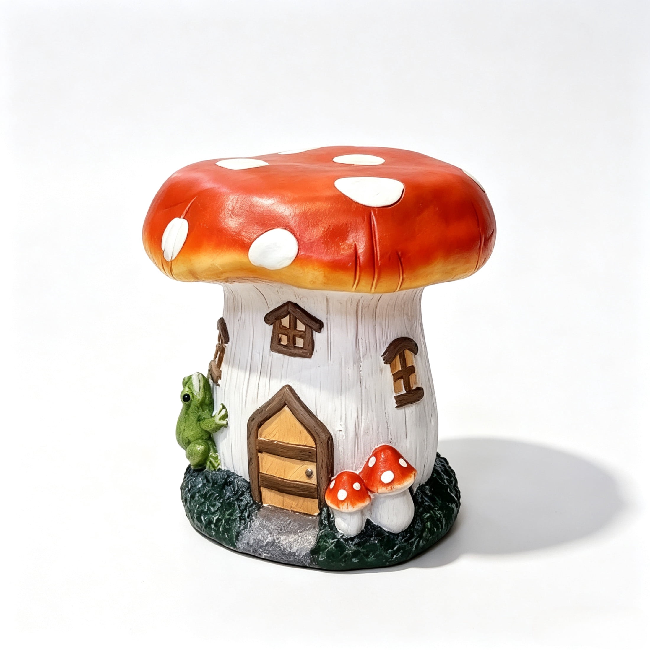 Noble House Mushroom House Stool, Fairy Forest Base Decor, Outdoor Creative Figurine Seat for Patio, Garden, Multicolor