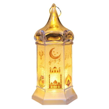 

YLLSF Ramadan LED Lights Eid Mubarak Muslim Lantern Lamp Ornament Party Hanging Decor