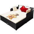 thumbnail image 4 of Costway Sofá Cama de Ratán para Exteriores con Cojines y Cojines, Color Beige, 4 of 6