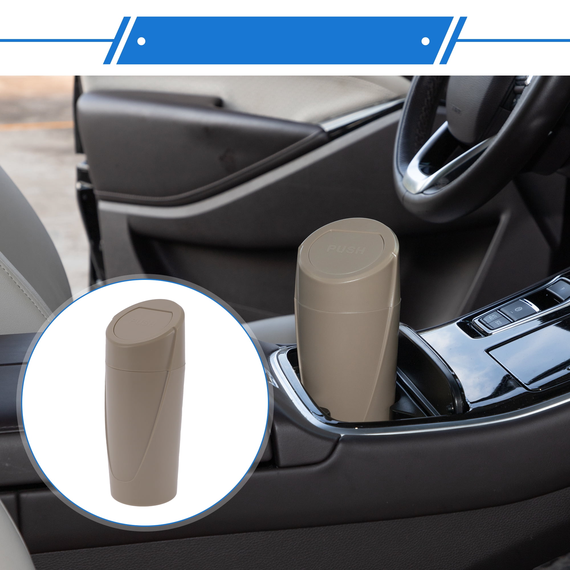Unique Bargains 1 Pcs Car Trash Can 3.1x7.9in Bin Auto Portable ABS Cup Beige