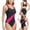 Hot Pink, variant on Hvot&aat Women Sleeveless Athletic One Piece Swimsuit Racerback Straps and Keyhole Back Bathing Suit Beach Surfing Swimwear