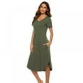 thumbnail image 1 of Chemises de Nuit et Pyjamas pour Femmes, Robe à Col en V, Tenue d'Intérieur, Manches Courtes, Vêtement de Nuit, Grande Taille, P-TTG, 1 of 7