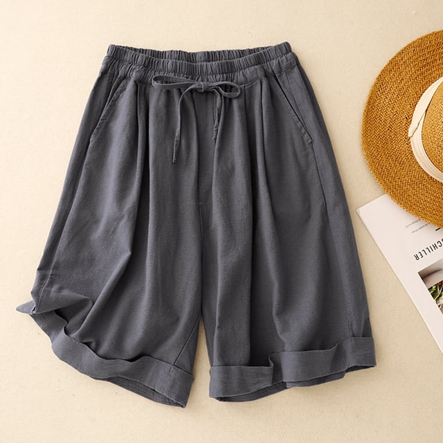 MKLEKYY Pijamas Mujer Algodon Shorts Casuales para Mujer con Bolsillos, Cómodos Pantalones de Tres Cuartos para Uso Diario con Camisetas, Primavera, Verano y Otoño.