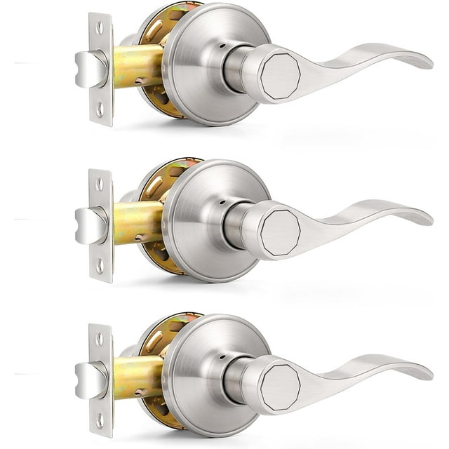 Levier de Serrure de Porte de Passage pour Corridor et Garde-Robe, Serrures Intérieures Sans Clé en Nickel Satiné
