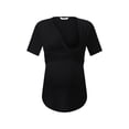 thumbnail image 3 of DYMADE Womens Summer Short Sleeve V-Neck Solid Color Pleated Nursing Breastfeeding Maternity T-Shirts, 3 of 4