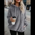 thumbnail image 4 of Sudadera con Capucha Extragrande para Mujer con Bolsillos, Sudadera de Forro Afelpado, Chaqueta A Cuadros, Abrigo. Gris Oscuro XXXL, 4 of 7